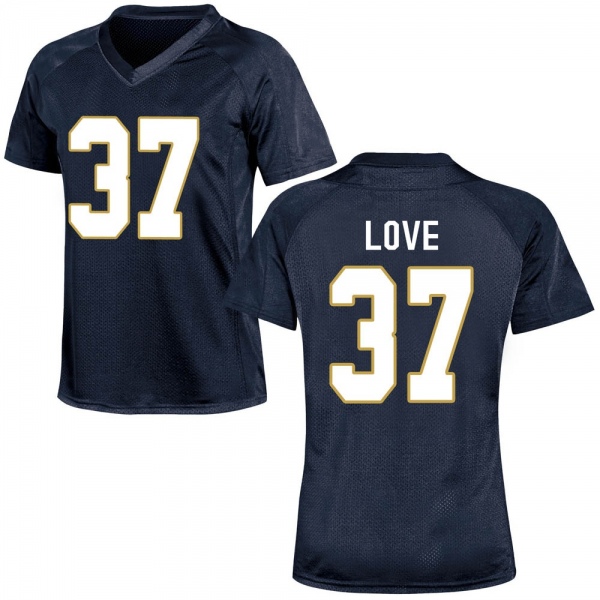 Chase Love Notre Dame Fighting Irish NCAA Women's #37 Navy Blue Game College Stitched Football Jersey EAO4255SV
